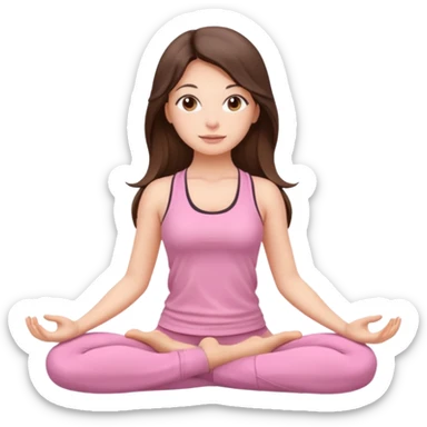 yoga girl light pink clothes brunette long hair sticker