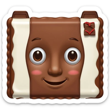 A chocolate with a tie and facial features sticker