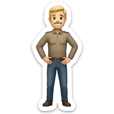 A man protecting his back with his hands sticker