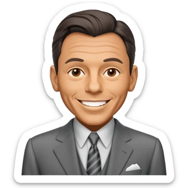 Frank Sinatra smiling and showing trendlines on a screen in the background sticker