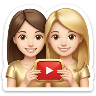 two sisters with a YouTube play button sticker