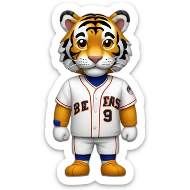 Tigre con camiseta de beisbol y la letra A sticker