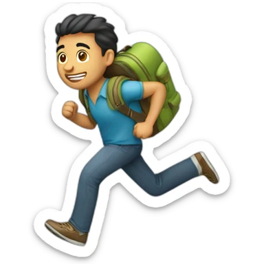 Hombre latino con mochila de viaje corriendo sticker