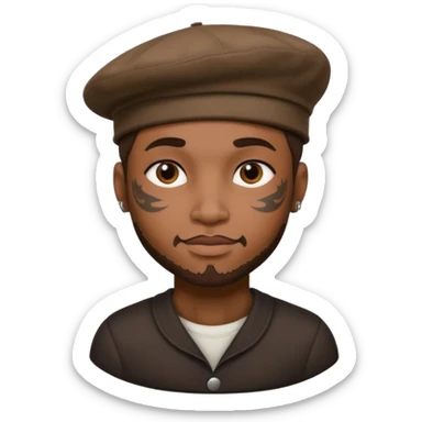 black man with tattooed faces wearing berets sticker