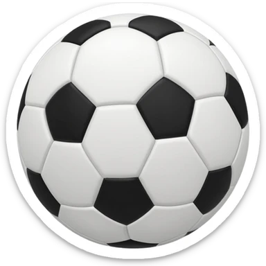 512x512 Apple-style emoji of a normal, perfectly round soccer ball with classic black and white panels. The ball is slightly in motion with a very subtle wind effect: a small, soft curved wind trail on the side, minimal and light, inspired by the wind emoji.  sticker
