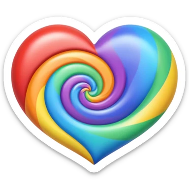 heart with a rainbow swirl sticker