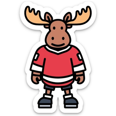 moose with a hockey jersey sticker