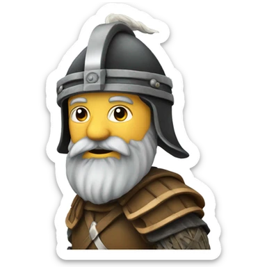 A small medieval Scottish man with a Scottish helmet, with a beard, that i saluting  sticker