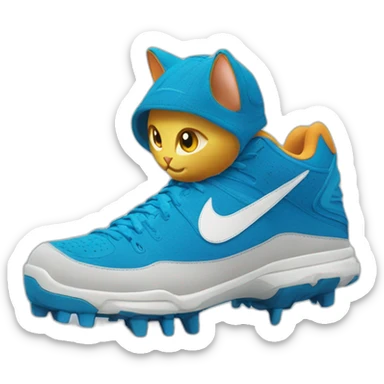 un chat avec une paire de nike au pied sticker