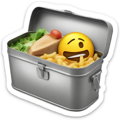 build a tin lunch box emoji with a rocket on it sticker