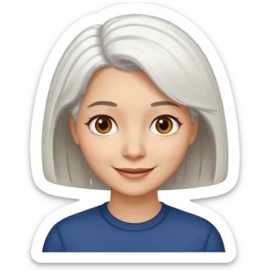 white haired woman with bob hair light skin brown eyes sticker