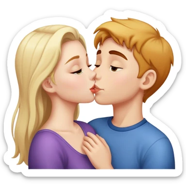 Girl kissing boy sticker