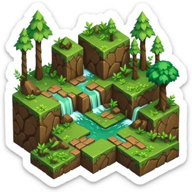 StarCraft-inspired, isometric RTS rugged terrain tile forest sticker