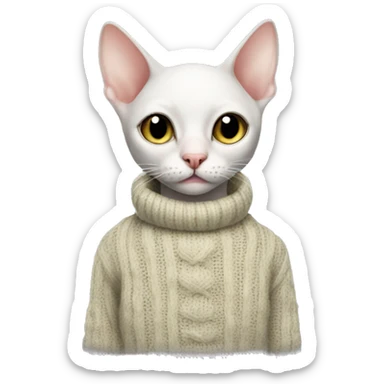 Hairless cat with sweater that says gin sticker
