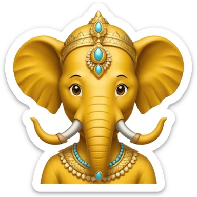 A human with a elephant head that is yellow sticker