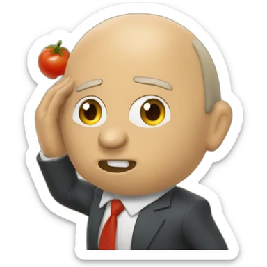 Vladimir poutine getting hit in the face by rotten tomatoes sticker