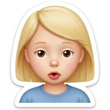 The white child is a stick at the lips, blowing sticker