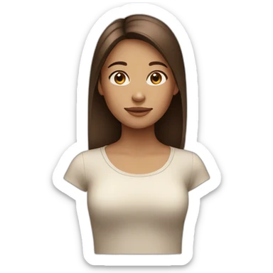 Girl with brown hair straight with clear skin tone sticker