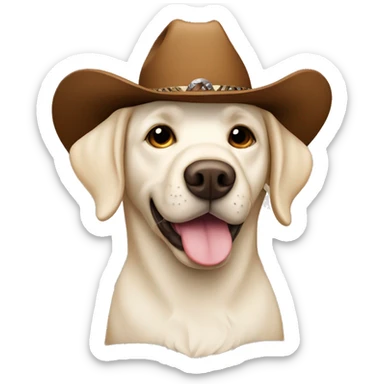 white labrador in a brown cowboy hat sticker