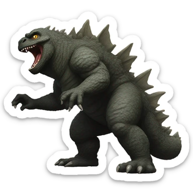 Godzilla fighting Bigfoot  sticker