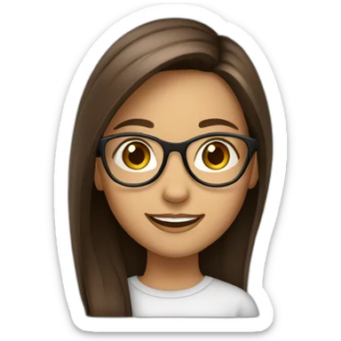 a girl with glasses, smile and long straight brown hair sticker