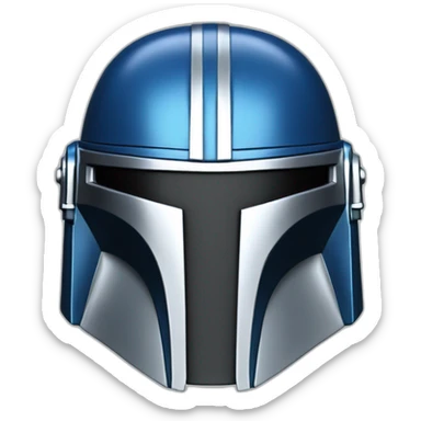 mandalorian helmet with blue and shiny silver sticker