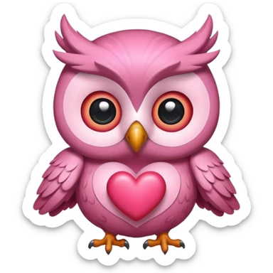 a pink owl in love  sticker