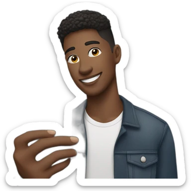 A young man taking mirror selfie with iphone 13 sticker