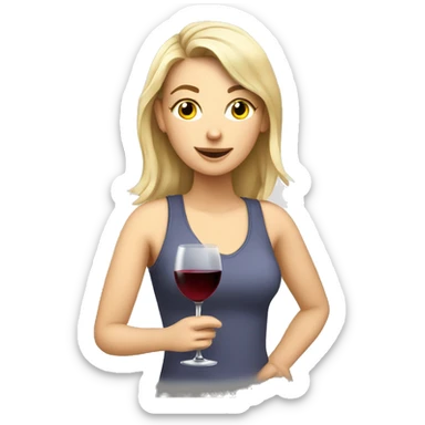 Relaxed white girl after work drinking wine sticker