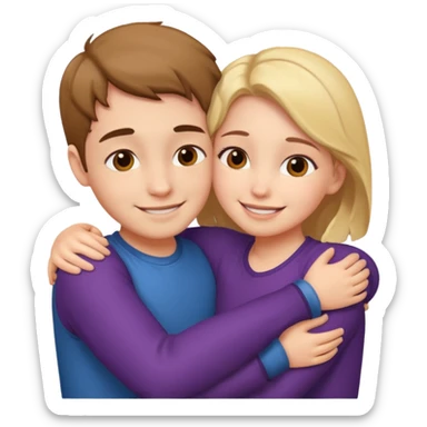 Boy and girl hugging each other in love sticker
