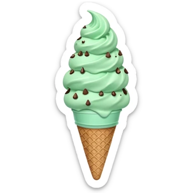ice cream cone with pastel mint green scoop and chocolate chips sticker
