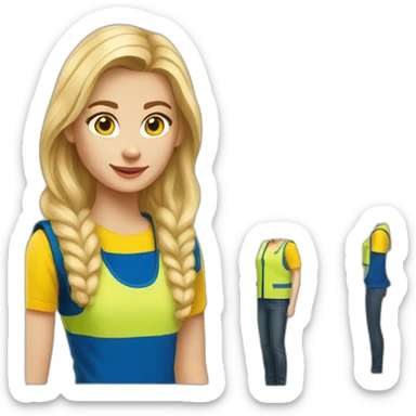 Ikea coworker blond woman blue t-shirt and yellow vest sticker