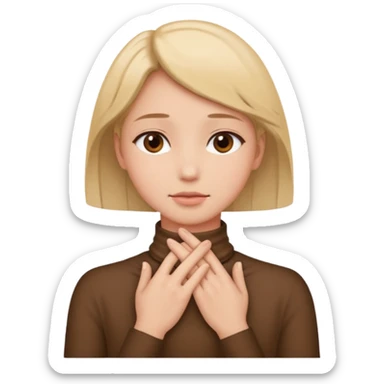 a bust of a person with both their hands around their neck sticker