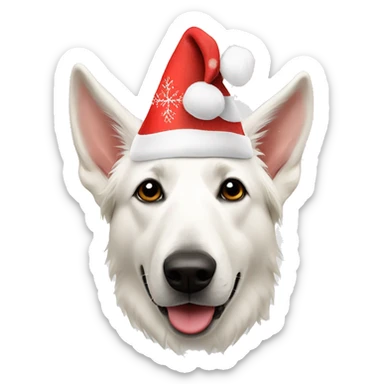 White Swiss shepherd Christmas hat  sticker