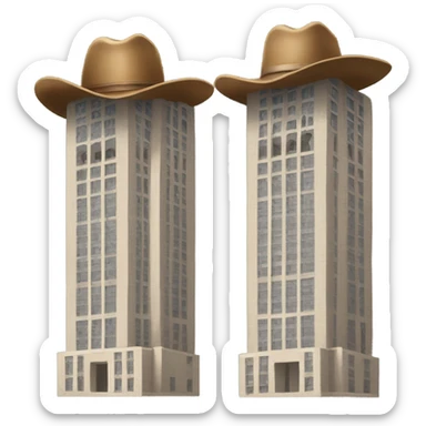 twin towers in cowboy hats with lassos sticker