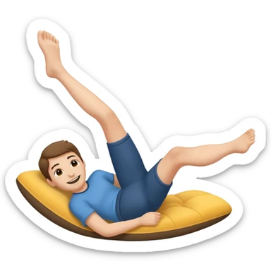 Smiling kicking feet laying down sticker