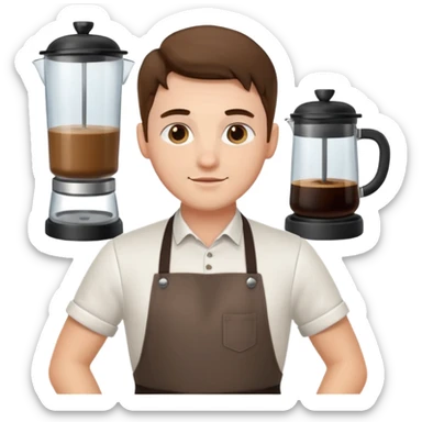 barista man with apron sticker