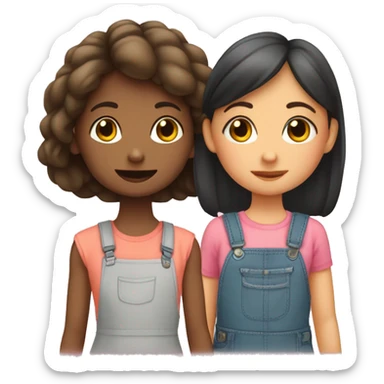 Dos niñas abrazándose ￼ sticker