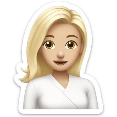 blonde girl doing skincare sticker