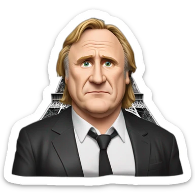 Gerard Depardieu eifell tower sticker
