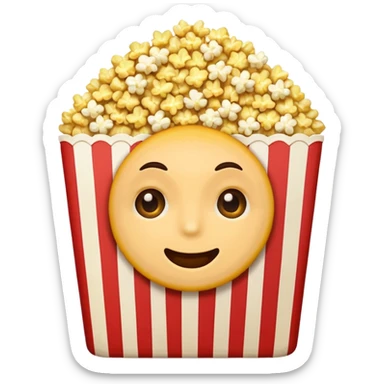 Emoji with 👀 for eyes and is eating popcorn 🍿 sticker