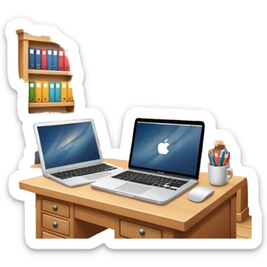 cute library with mac laptop in it sticker
