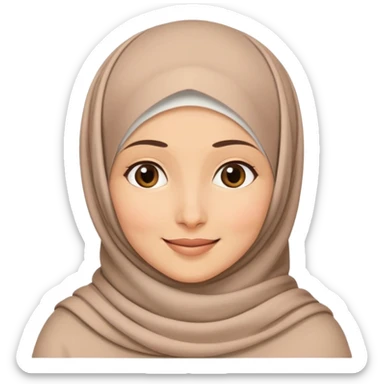 Caring mother wearing a hijab with a warm smile sticker