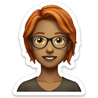Girl with redish hair and freckles wearing glasses sticker