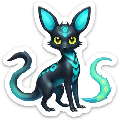 Shiny Aural Iridescent Fluorescent Bioluminescent Umbreon-Amaura-Salandit-Fakémon-fusion (full body) sticker