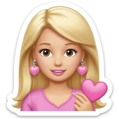 lav en barbie emoji med hjerteøjne sticker
