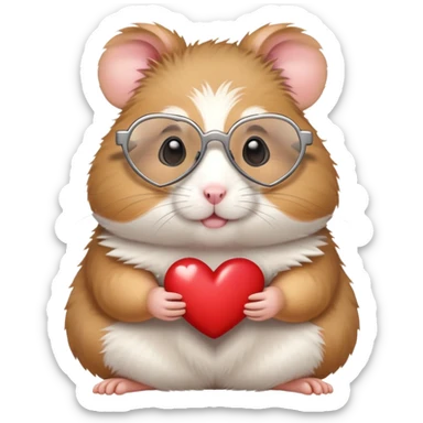 hamster with heart glasses sticker