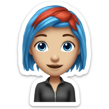 blue hair blue eyes girl with red haired girlfriend  sticker