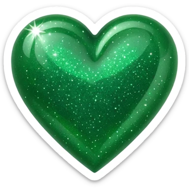 heart with green glitter sticker