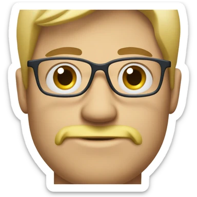 Blond guy with facial hair, eyeglasses and blue eyes sticker